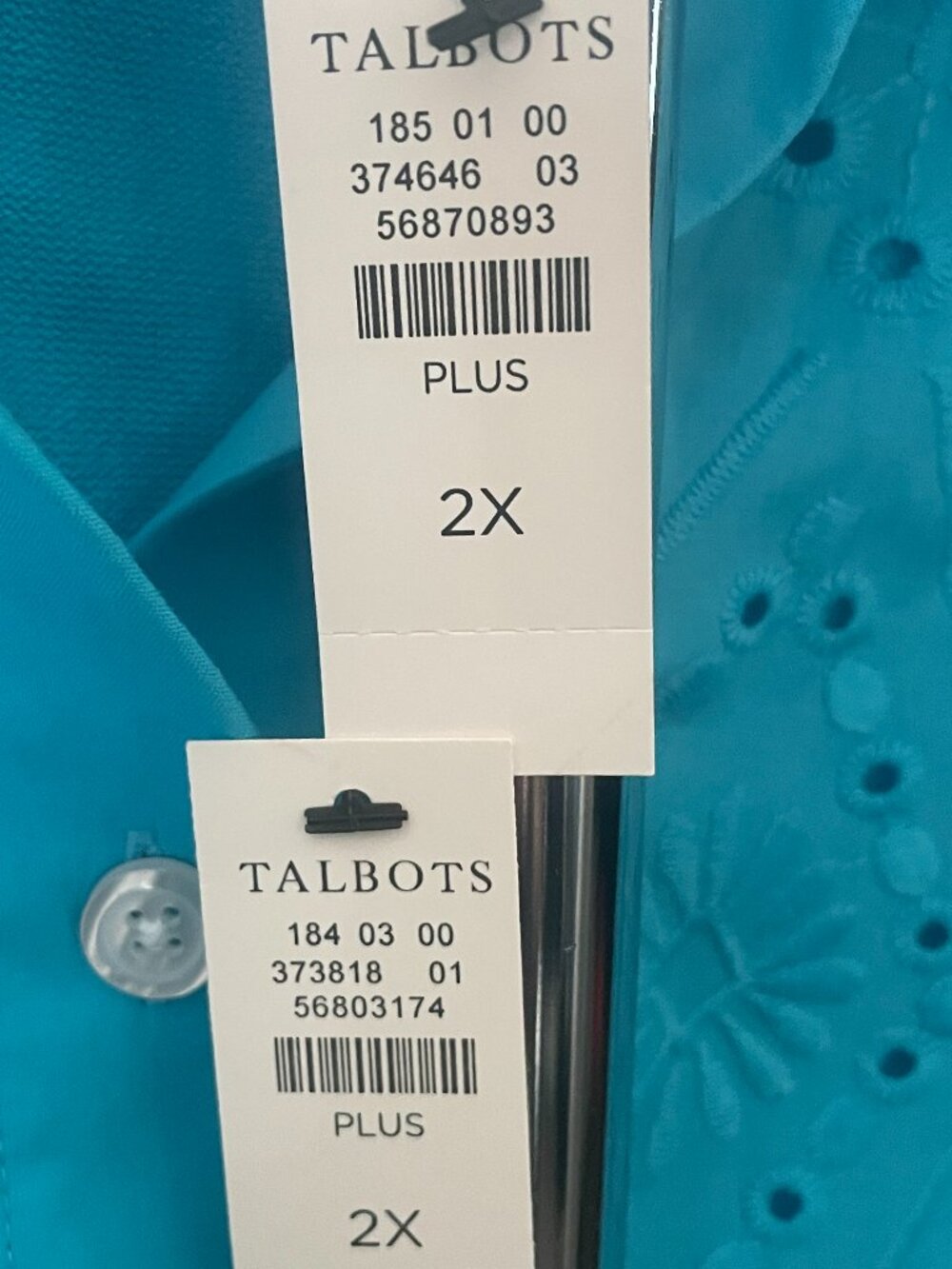 Talbots Plus 2X Turquoise Eyelet Cardigan & Tank Set NWT - Picture 4 of 4